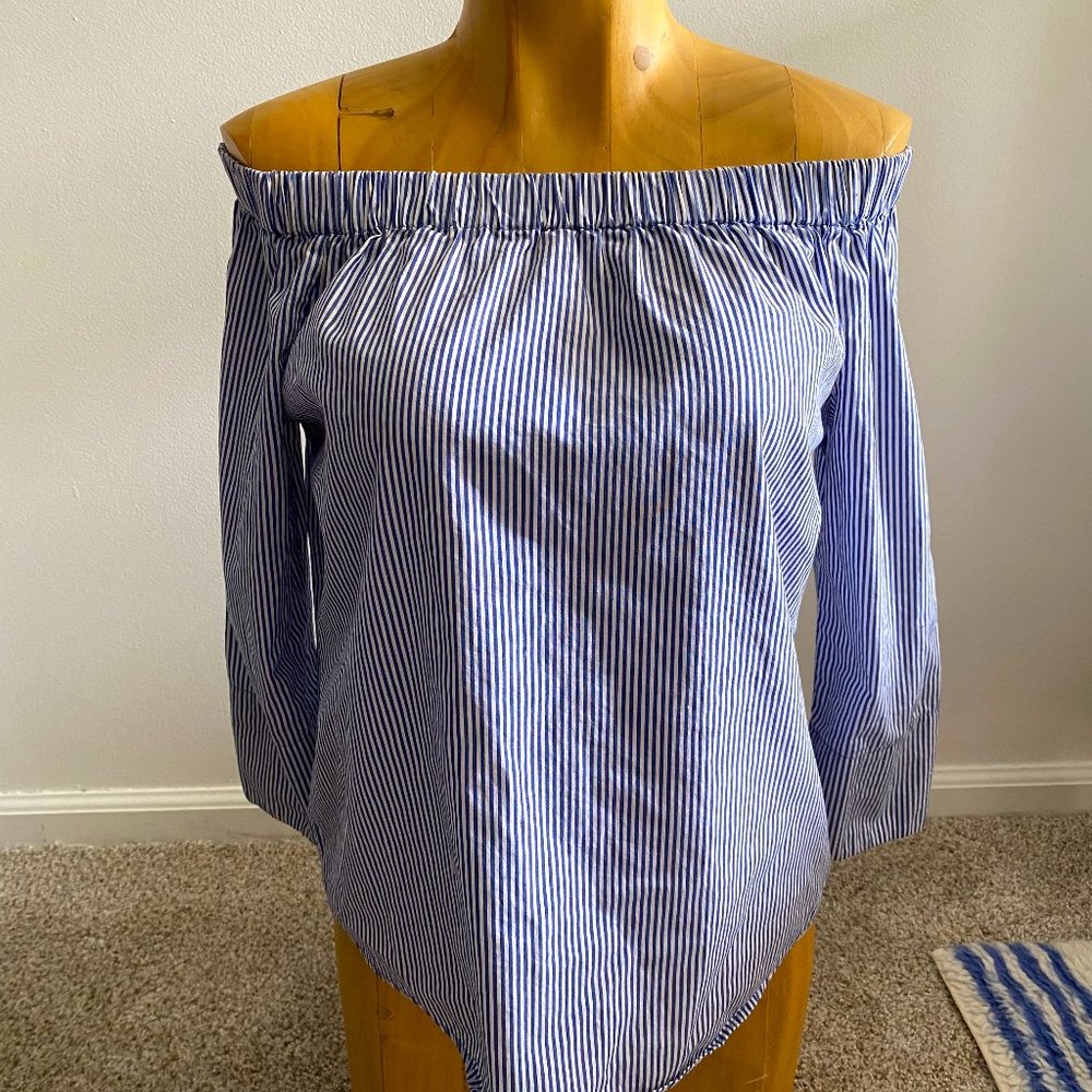 Zara Striped Off The Shoulder Top